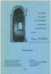 Mélanges de langue et littérature françaises du Moyen Âge offerts à Pierre Jonin